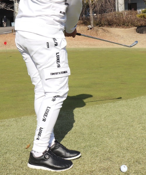カーゴパンツ (RM)「LUXE/R GOLF」ポンチ サイドライン コード刺繍