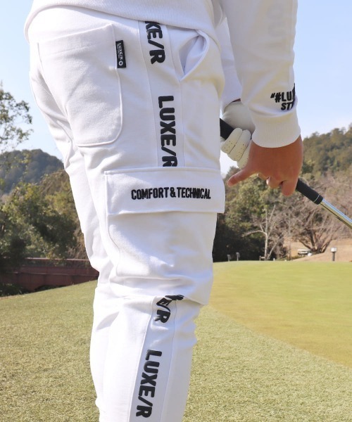 カーゴパンツ (RM)「LUXE/R GOLF」ポンチ サイドライン コード刺繍