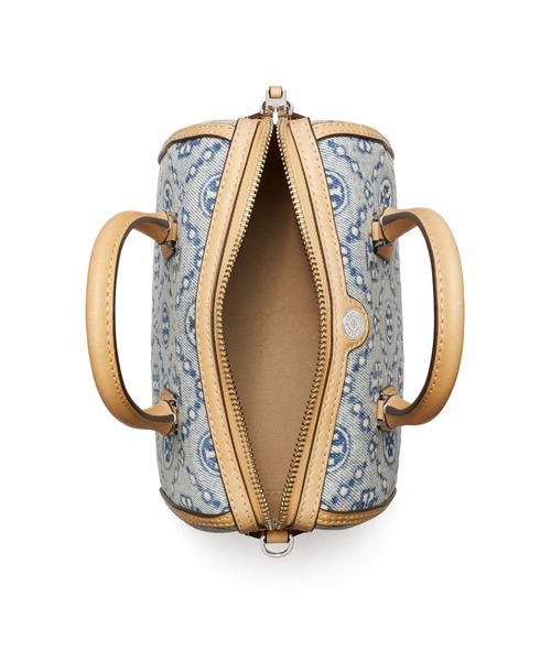 みおこ【超美品】トリーバーチ Tモノグラム デニム プチバレルバッグ T Monogram Denim Mini Bucket Bag: Women's Designer Crossbody Bags