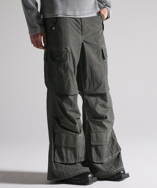 【GRANCY】カーゴパンツ　ZipDesign CargoPants カーキ GRANCY カーゴパンツ 「GRANCY」Dirty Nylon Cargo Pants / ダーティ