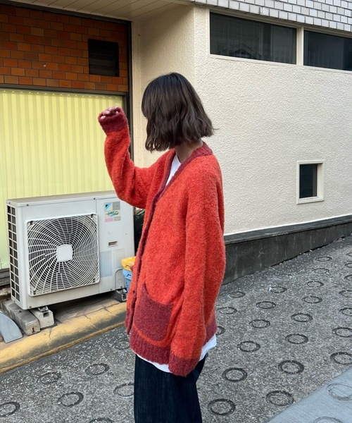 「shesame」 ニットカーディガン LARGE オレンジ レディース_画像4