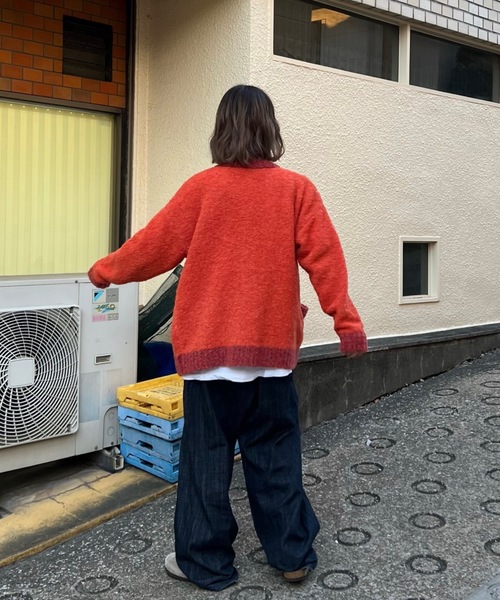「shesame」 ニットカーディガン LARGE オレンジ レディース_画像6