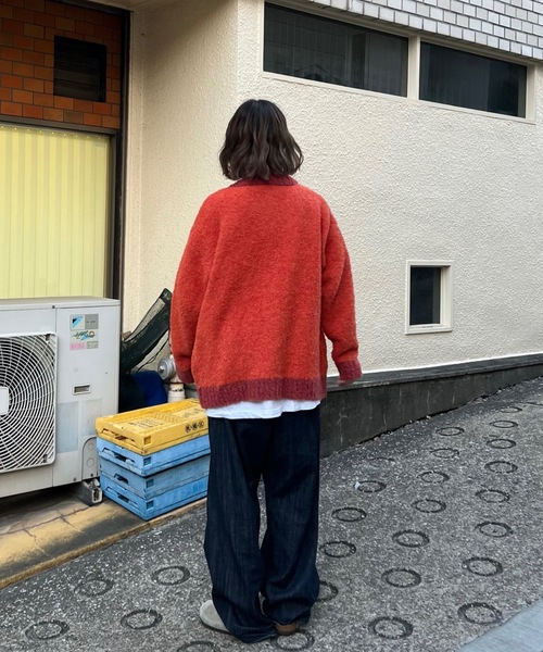 「shesame」 ニットカーディガン LARGE オレンジ レディース_画像7
