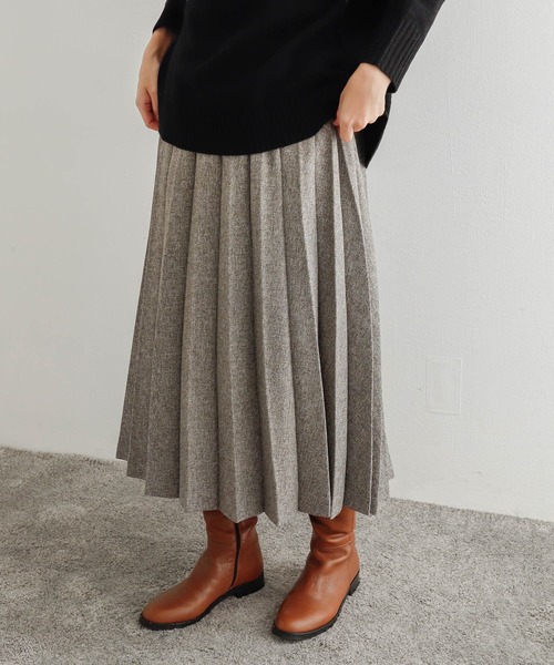 「URBAN RESEARCH DOORS」 プリーツスカート MEDIUM ブラウン レディースの画像