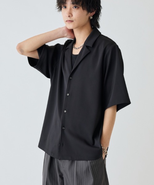 Lui's シャツ Lui's（ルイス） シャツ 半袖 サテンLUXオーバーシャツジャケット