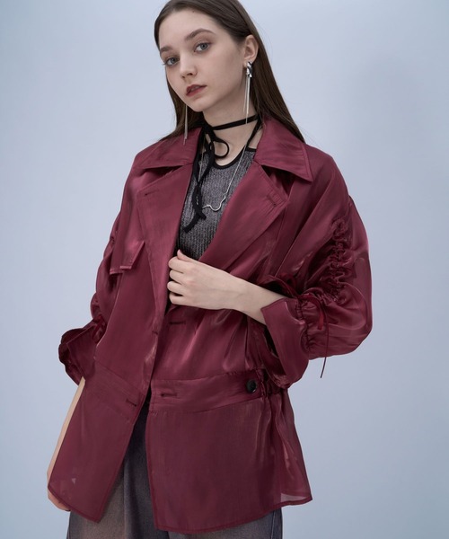 【HARE】ラスターシアートレンチブルゾン　シアーシャツ　シアージャケット HARE（ハレ） トレンチコート コート 「長袖から7分袖に変化できる