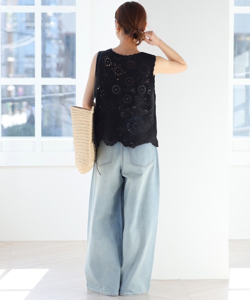「JOURNAL STANDARD relume」 ノースリーブニット FREE ブラック レディースの画像