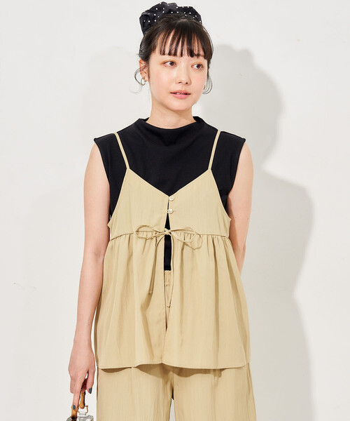 リボン付きタンクトップ（ベージュ・黒）6枚セット FREAK'S STORE（フリークスストア） セットアップ 「セットアイテム