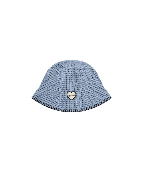 emis キャップ 帽子 HEART RUBBER PATCH KNIT BUCKET HAT レディース