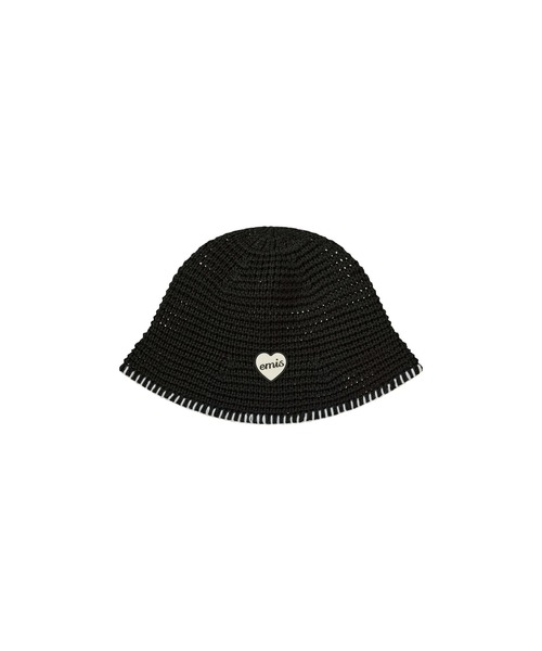 emis キャップ 帽子 HEART RUBBER PATCH KNIT BUCKET HAT レディース