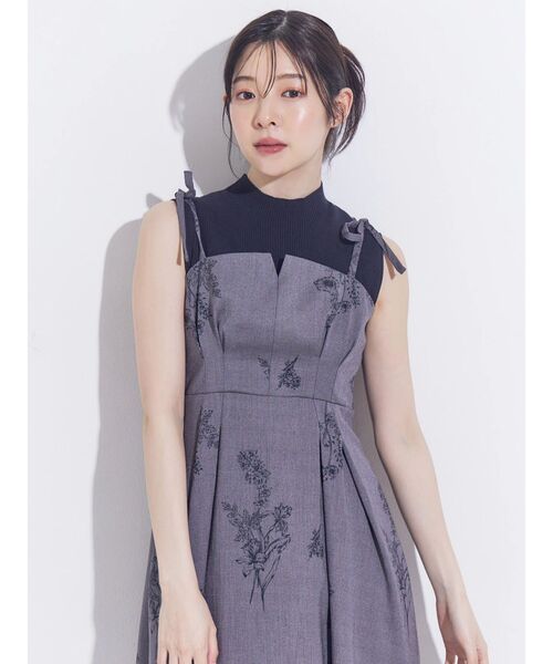 新品　MERCURYDUO マーキュリーデュオ キャミ付シアーランダムリブニット MERCURYDUO（マーキュリーデュオ） ワンピース リネンライクショルダー