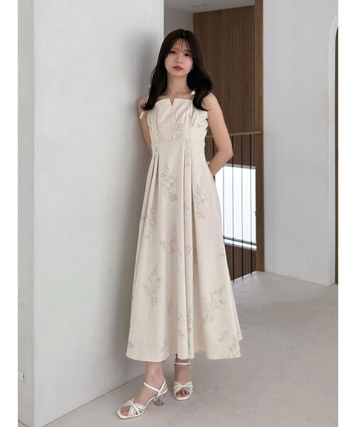 ワンピース リネンライクショルダーリボンキャミワンピースの画像