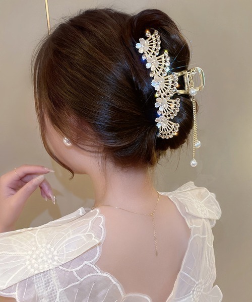 shoppinggo ヘアクリップ ヘアクリップ はなバレッタ ゆらゆらチェーン