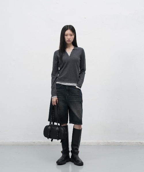 「GENERAL IDEA」 デニムハーフパンツ M ブラック レディース_画像6