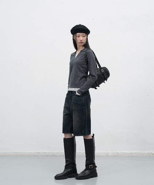 「GENERAL IDEA」 デニムハーフパンツ M ブラック レディース_画像8