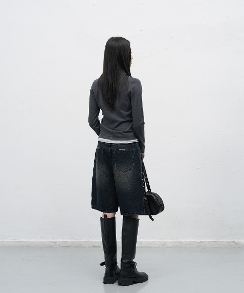 「GENERAL IDEA」 デニムハーフパンツ M ブラック レディース_画像9