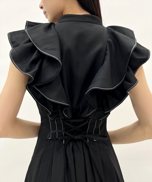 極美品♡ RENE ルネ♡ バルーン　フリルワンピース　ブラック WILLSELECTION（ウィルセレクション） ワンピース 夏 ナローリボン