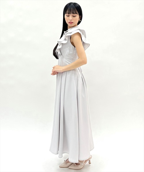 美品✨ルネ フリル装飾 春夏に◎ウォッシャブル ノースリーブ ロングワンピース WILLSELECTION（ウィルセレクション） ワンピース 夏 ナローリボン