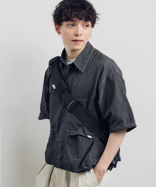 「MUHET」 半袖チュニック X-LARGE チャコールグレー レディース_画像4