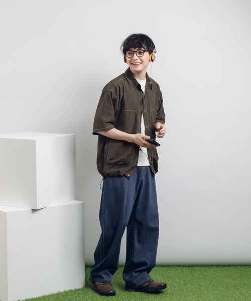 「MUHET」 半袖チュニック X-LARGE チャコールグレー レディース_画像5