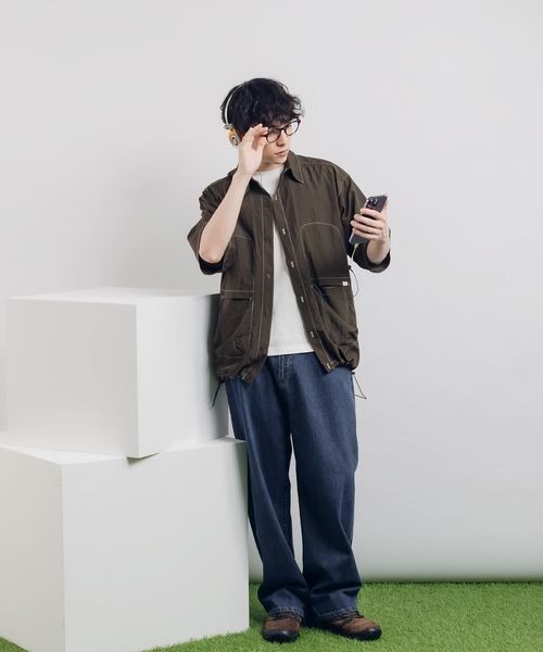 「MUHET」 半袖チュニック X-LARGE チャコールグレー レディース_画像6