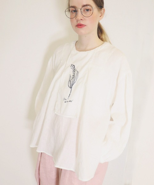 「haupia」 長袖ブラウス MEDIUM ベージュ レディース_画像3
