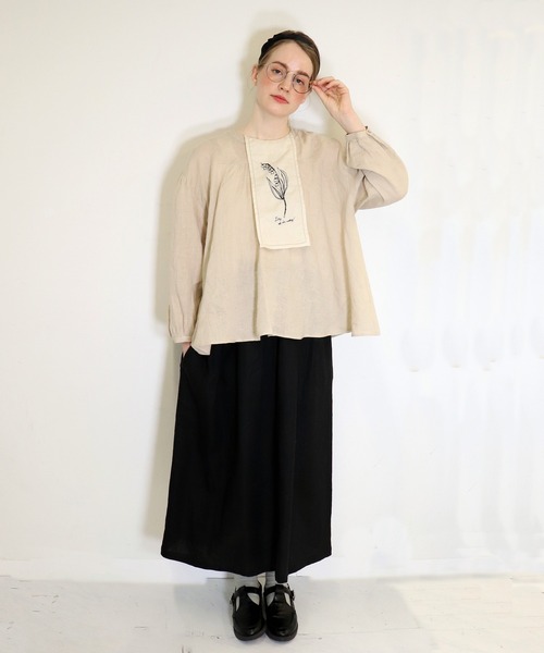 「haupia」 長袖ブラウス MEDIUM ベージュ レディース_画像6