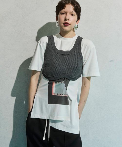 ommo ベスト OMMO（オーエムエムオー） ベスト ジレ ROUND HEM SHORT KT BUSTIER