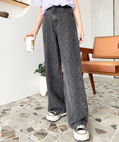 「moment+」 デニムパンツ S サックスブルー レディース_画像4