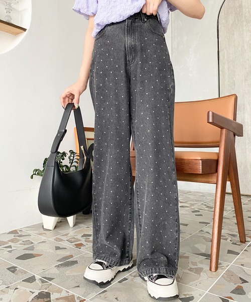 「moment+」 デニムパンツ S サックスブルー レディース_画像8