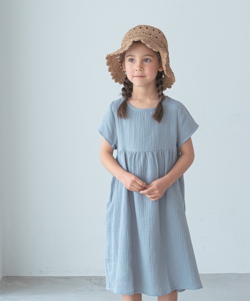 ワンピース リンクコーデ ダブルガーゼ フレンチスリーブ 半袖