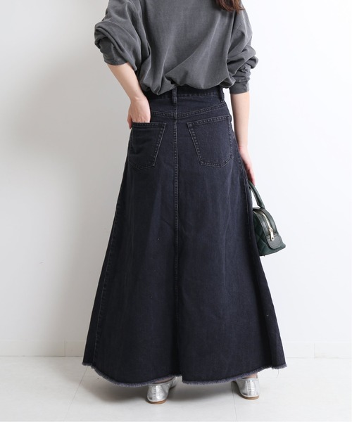 ★新品未使用★ SLOBE IENA デニムロングスカート ☆SLOBE IENA☆LE DENIM フロントスリットフレアロングスカート