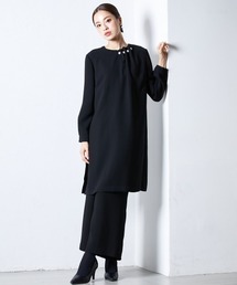 喪服・礼服」日本製生地使用洗える防しわパール調デザインロング 