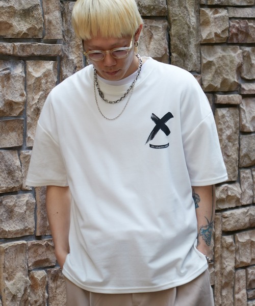 NO NEED tシャツ Xマーク ビッグシルエット バックプリント