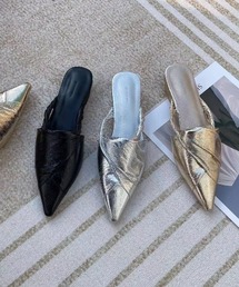 メタリックグレー saharaミュール wee9s サンダル metallic cone mule / メタリックコーンミュール