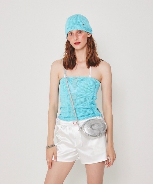 チューブトップ ベアトップ 「CRANK」L LOGO KNIT TUBE TOP
