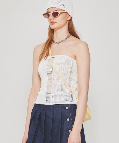 CRANK ストリングニットチューブトップス CRANK STRING KNIT TUBE TOP/ニットチューブトップ - メルカリ