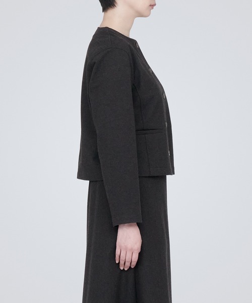 無印良品　　sora 無印良品 シャツ ブラウス ストレッチ起毛ノーカラージャケット