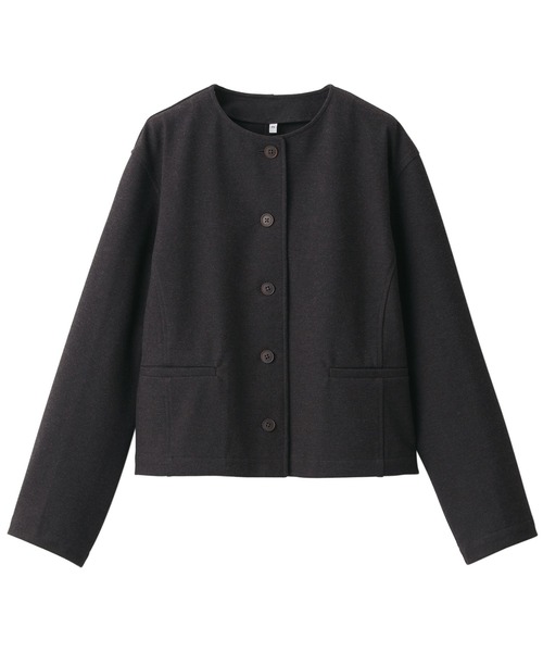 無印良品　　sora 無印良品 シャツ ブラウス ストレッチ起毛ノーカラージャケット