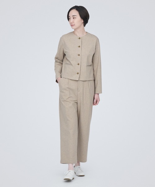 無印良品（MUJI） シャツ ブラウス ストレッチ起毛ノーカラー