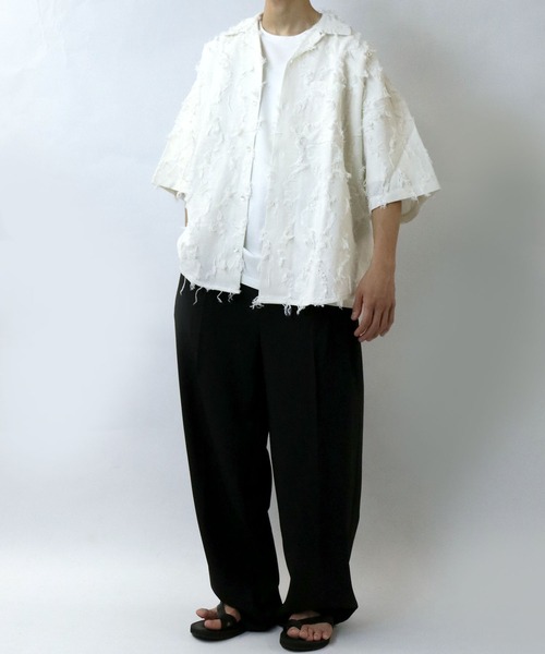 Allege Flower print shirt シャツ　半袖　レーヨン　総柄 セール】総柄フラワー半袖オープンカラーシャツ（シャツ