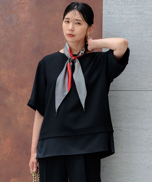 23区 tシャツ 「洗える」ストレッチジョーゼット ラウンドネック