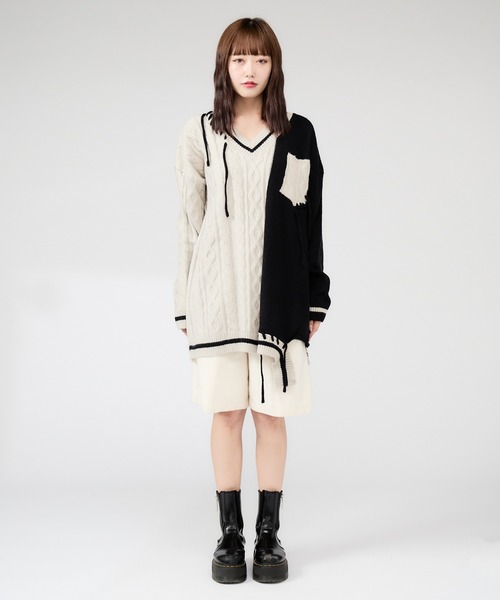学級通信 Chick ニット セーター Bicolor stich School Knit / バイカラー