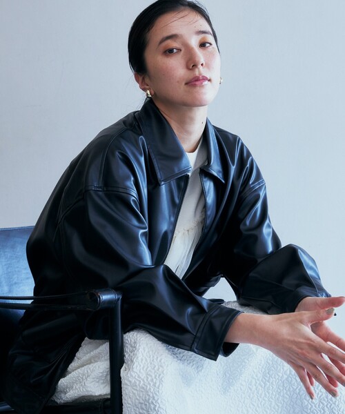 THE SHOP TK ブルゾン アウター 「環境にやさしい」合皮BIGブルゾン