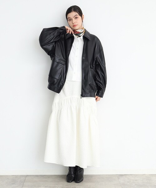 THE SHOP TK ブルゾン アウター 「環境にやさしい」合皮BIGブルゾン