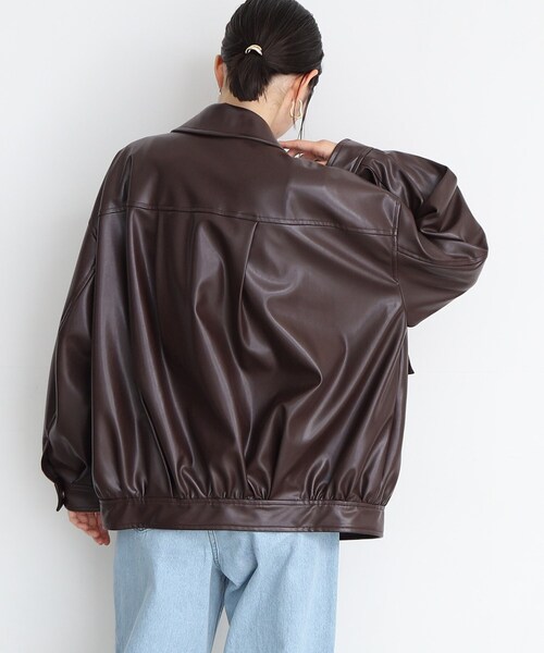 THE SHOP TK ブルゾン アウター 「環境にやさしい」合皮BIGブルゾン