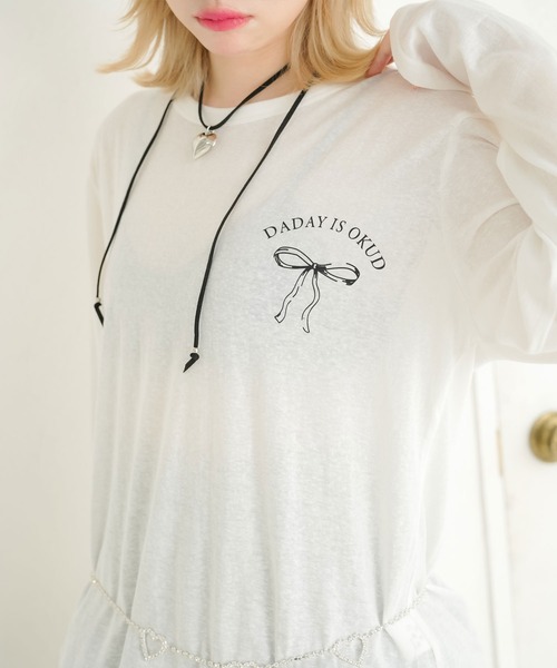 DearMyLoveRose（ディアマイラブローズ） tシャツ リボンプリントシ 