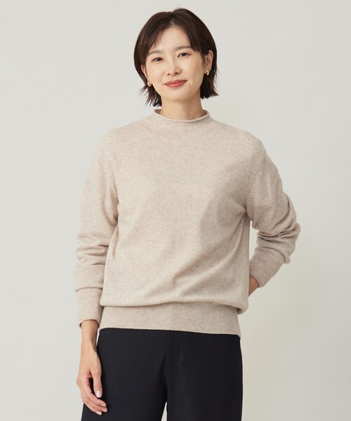 ニット セーター 「洗える」CASHMERE BLEND スタンドカラー ニット レディース