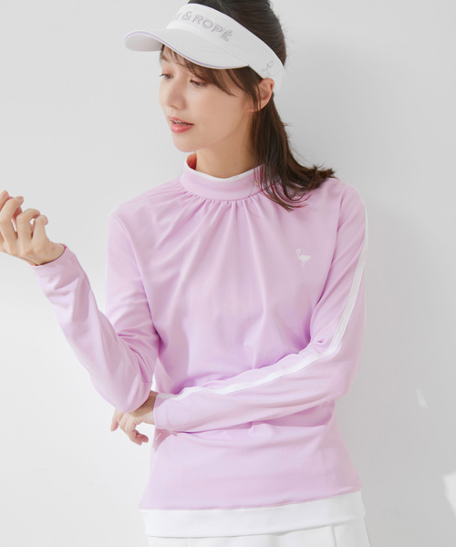 JUN&ROPE' tシャツ 「UV」「防透」配色ギャザー長袖プルオーバー