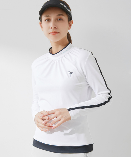 JUN&ROPE' tシャツ 「UV」「防透」配色ギャザー長袖プルオーバー